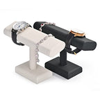Oirlv Premium Leather Watch Display Stand T-bar Showcase Jewelry Display Holder Home Chain Bracelet Bangle Organizer (White) - color: White