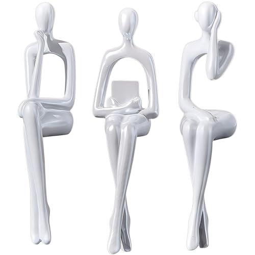 XINXUAN White Statue Home Decor - Modern Bookshelf & Desk Decor - 3 Piece Set - color: White