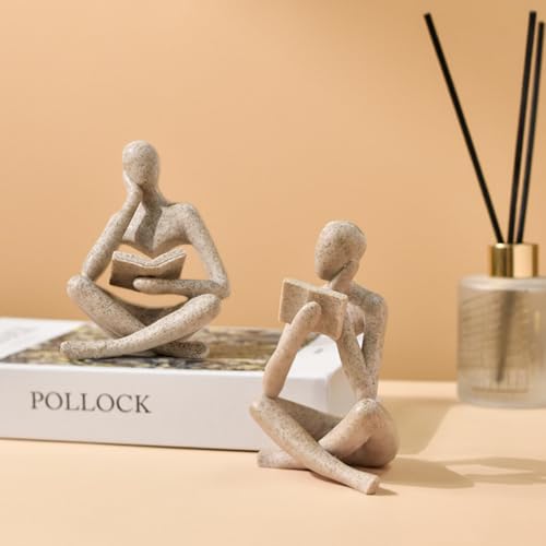 Jinkoozz Reading Women Statue, Thinker Sculptures, Abstract Art Ornament, Modern Aesthetic Figurine Decoration, Suitable for Home Living Room Bedroom Office Shelf Table Desk Bookshelf Decor - color: Left, size: Small
