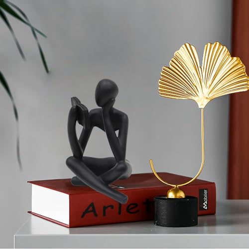 Jinkoozz Reading Women Statue, Thinker Sculptures, Abstract Art Ornament, Modern Aesthetic Figurine Decoration, Suitable for Home Living Room Bedroom Office Shelf Table Desk Bookshelf Decor - color: Black Right, size: Small