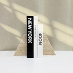 1 Piece Modern Travertine Bookend, Trapezoidal Design, Natural Stone Book Holders for Desk and Shelf (Trapezoidal - 1 Piece) - color: Trapezoidal - 1 Piece
