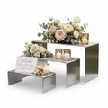 Display Stand Risers, Stainless Steel Display Shelf for Showcase, Dessert, Toys, Perfume (Brushed Nickel) - color: Brushed Nickel