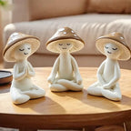 Meditation Mushroom Resin Statues – Cute Yoga Mushroom Figurines for Desk, Home, Office & Garden Decor – Zen Resin Sculptures for Living Room, Patio, Tabletop & Backyard (3 Pack, Mushroom) - size: 3 Pack