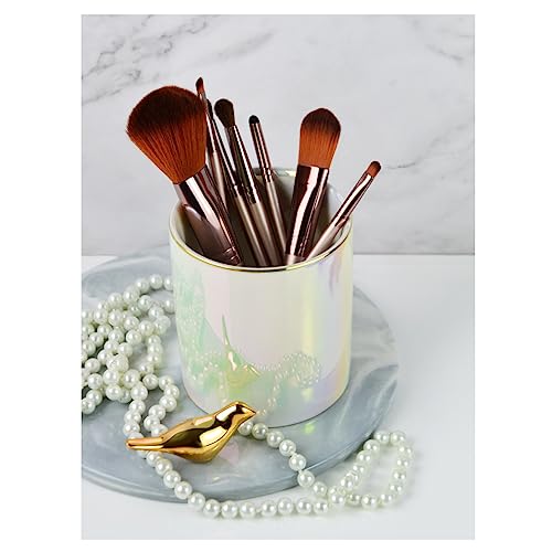 Pen holder for desk Sturdy Metal frame With Green Ceramic Pen Holder For Desks and kitchen Appliance Holders - color: Gold, size: H 4.8''