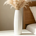 12 Inch White Vase Ceramic Flower Vase, Tall Vases for Pampas Grass, Home Decor, Modern Textured Vases for Living Room Decorations,Table Centerpieces,Shelf,Farmhouse Small Ceramic Vase - style: Shape 7