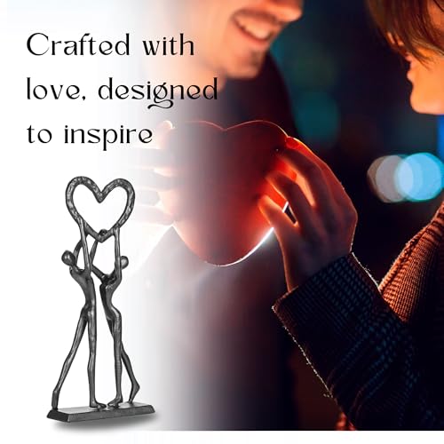 Statues for Home Decor - Modern Iron Sculpture Anniversary Hand Crafted Love Sculptures for Bedroom Living Room Romantic Figurines Marriage Gift for Couple Valentines - style: Holding love