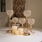 VINCIGANT Set of 3 Gold Candle Holders Wedding Table Centerpieces,Tealight Candlestick Candelabra Stand with 3 Arms for Fireplace Home Living Room Decor,Valentine's Day Housewarming - size: 1 Piece 8.3" tall & 2 Pieces 13" tall