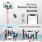 SENSYNE 88" Phone Tripod & Selfie Stick, Extendable Cell Phone Tripod Stand with Wireless Remote and Phone Holder, Pink - color: Pink, size: 88-inch