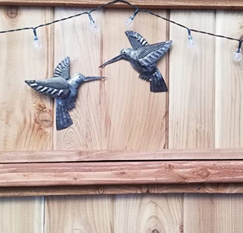 It's Cactus Handmade Metal Hummingbird Wall Art Set of 2 Haitian Recycled Steel Bird Wall Decor Small Rustic Indoor Outdoor Garden Wall Hanging Fair Trade Artisan Sculpture
