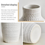 Modern White Ceramic Vase, Boho Flower Vases for Decor, 5.1" W x 8.7" H Modern Vase with Textured Pattern Table Centerpiece for Living Room Office Bedroom (White Vase)
