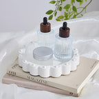 Aotea Crafts - Beaded Scalloped Jewelry Dish Tray Plate - Modern Aesthetic Ring Dish - Concrete Handcrafted Trinket Tray - Smooth Texture - Ivory White - 6.3 inch