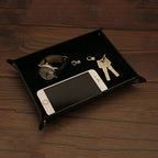 Valet Organizer - Catchall Tray for Jewelry, Wallets, Watches, Keys, Coins, Phones, Glasses - Perfect for Nightstand, Desk, Entryway - color: Black
