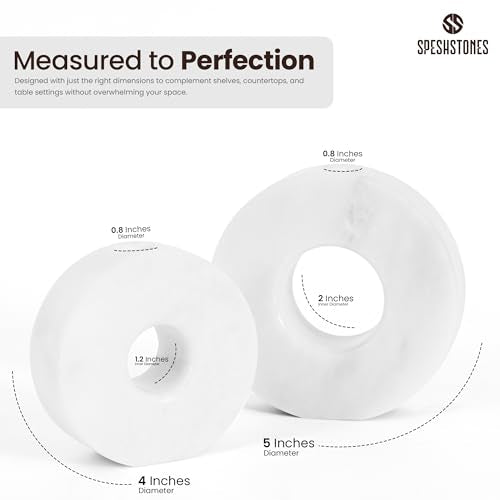 Marble Candle Holder Set of 2 White Taper Candles Holder for Table Decorations, Living Room & Home Decor, Candlestick Holders for Pillar Candles Sticks, Centerpieces & Gifts - color: White