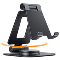 Nulaxy 360 Rotating Cell Phone Stand, Fully Adjustable Foldable Desktop Phone Holder Cradle Dock, Thick Case Friendly, Compatible with All Phones, Nintendo Switch, Black - color: A-Black
