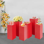 3/6 PCS Square Tall Pedestal Stand Metal Square Pedestal Stand Tall Pedestals Cake Stands for Party Wedding Birthday (Red, 6Pcs) - color: Red, size: 6Pcs