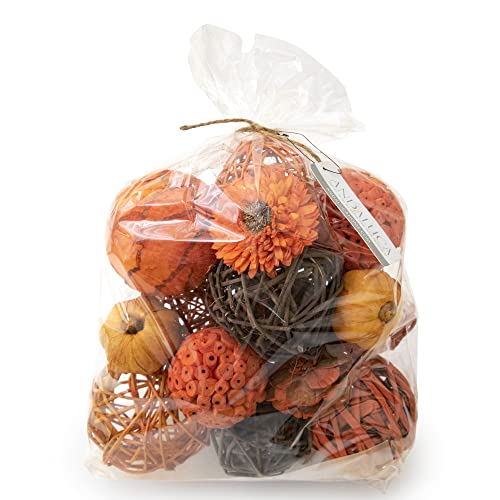 ANDALUCA Orange Decorative Vase Filler Bag with Mini Pumpkins, Orbs, Balls & Flowers Bowl Filler Decor (Pumpkin Orange) - color: Pumpkin Orange