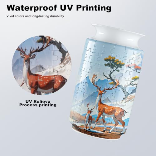 3D Puzzle Vase Unique Flower Vase for Adults Made by 162 Curved Plastic Puzzle, Relax Puzzles for Adults, DIY Jigsaw Creative Gift for Parents & Housewarming - color: Sika Deer