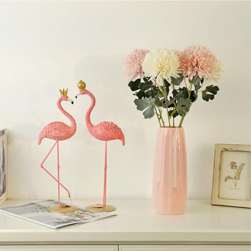 Pink Ceramic Vase 9.1 Inch - Glossy Minimalist Nordic Flower Vase for Home Decor, Perfect for Dried/Fresh Flowers, Wedding Centerpiece, Housewarming Gift for Christmas, Mother’s Day, Valentine’s Day - color: Large-pink