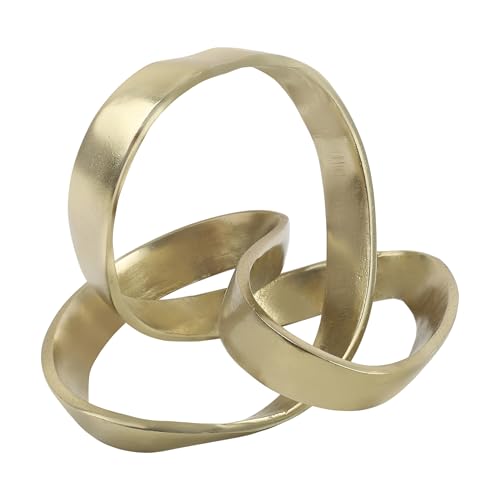 JONATHAN Y Chamberlain Abstract Ribbon Knot Sculpture, 8" x 8" x 7" Gold Aluminum Tabletop Art Decor for Bookshelf, Desk or Coffee Table, Modern Home Decoration DEC1000C - color: Gold