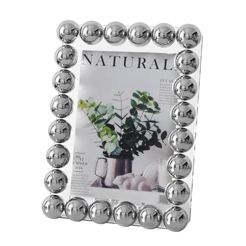Crystal 5x7 Inch Picture Frame, Home Decor Ball Wedding Photo Frame Tabletop Display, Display Pictures 5''x 7'', Silver, Comes with Gift Box - color: Silver, size: 5x7 inch/L