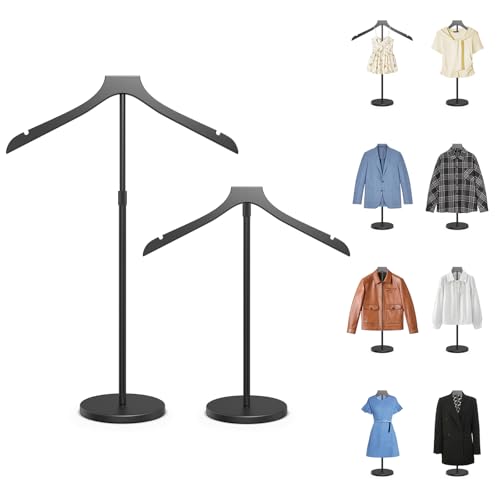 2 Pack Mannequin Torso, Adjustable Shirt Display Stand Height 20 to 34 Inches, Cap and Gown Display Stand Stable Clothing Garment Dress Form, Coat Jacket Hanger Easy to Install, Black - size: 2 Pack