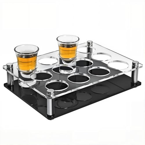 Acrylic Shot Tray 12 Shot Holder Tray Clear Wine Glass Organizer Wine Display Holder Cups Display Accessories for Party, Bar, Club,Hole: 1.5 Inch - style: 1.57inch hole - 3x4 arrangement (12 Holes)