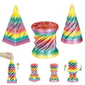 3PCS Impossible Cone,3D Printed Spiral Cone Fidget Toys,Impossible Pyramid Passthrough Sculpture,Stress Relieving Toys for Adults and Kids,Stocking Filler White Elephant Gifts(Rainbow) - color: Rainbow