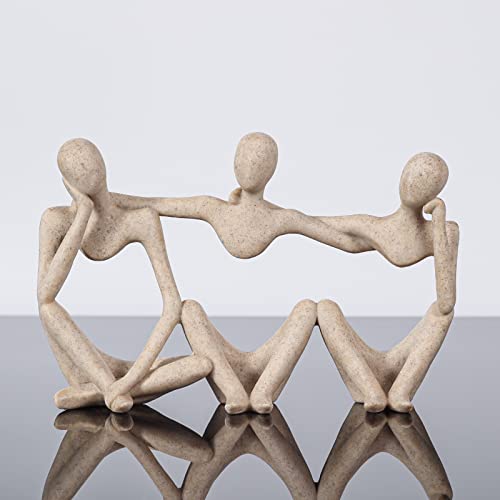BMLCGJ Thinker Statue Gold Decor Abstract Art Sculpture, Golden Resin Collectible Figurines for Home Living Room Office Shelf Decoration,Great Gifts Ideas (Conjoined Body-Sandstone) - color: Conjoined Body-sandstone