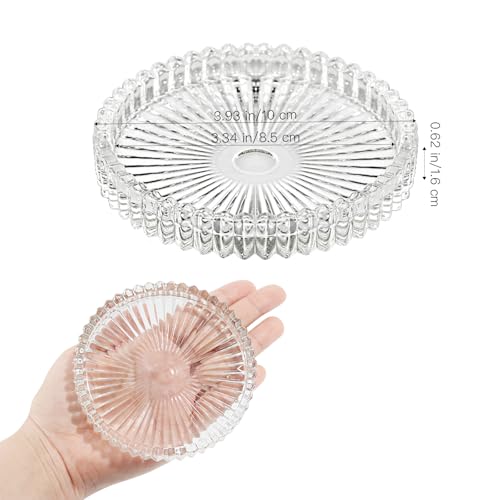 Glass Pillar Candle Holder, 4" Clear Candle Plates Set of 3, Glass Candle Holders for Wedding, Party, Holiday, Home Decor, Table Centerpiece - color: Clear, size: 3 pcs