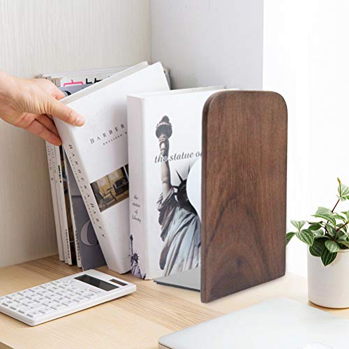 2 Pieces Walnut Wood Bookends，Walnut Wood Art Bookends Office Hand Crafted Walnut Wood Bookends for Home Office School Book Organizers (Walnut Square)