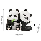 2pcs Cute Panda Decorative Bookends, Resin Unique Animal Book Ends, Fun Modern Home Sculptures, Modern Panda Statues, for Living Room Entrance, Bookshelf, Bedroom, Office Table Decorations