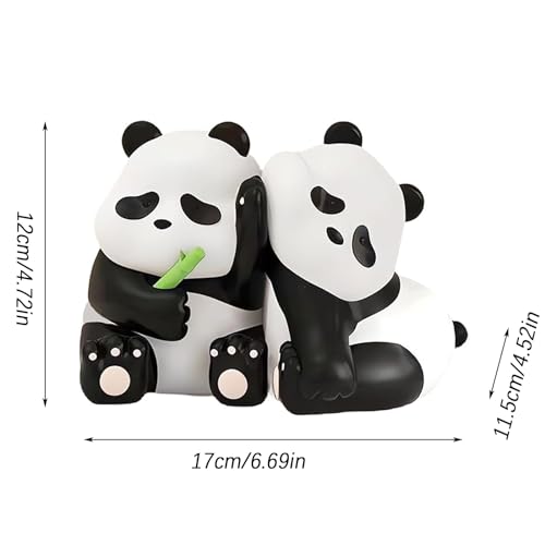 2pcs Cute Panda Decorative Bookends, Resin Unique Animal Book Ends, Fun Modern Home Sculptures, Modern Panda Statues, for Living Room Entrance, Bookshelf, Bedroom, Office Table Decorations