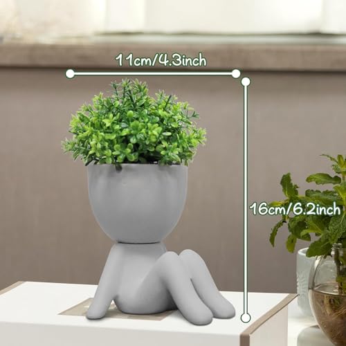 Zerzsy Mini Succulent Plant Fake Plants Succulents Plants Artificial for Home Bathroom Living Room Office Decor Cute Desktop Decoration - color: Cement Gray-b