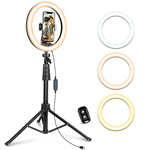 UBeesize 8'' LED Ring Light with 62'' Tripod Stand, Selfie Ring Light for Video Recording, Live Streaming, TikTok & YouTube, Compatible with iPhone & Android (Black) - color: Black, size: 8-in
