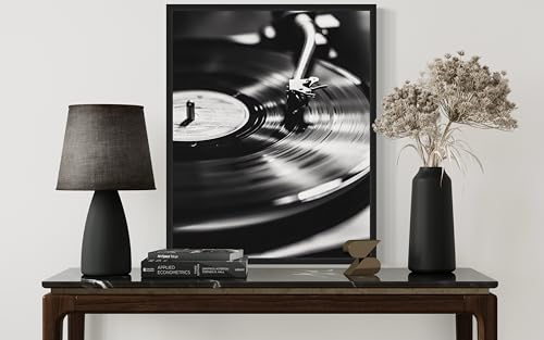 Record Player Art Music Poster - Musical Instrumental Wall Art Print - Black and White - Photography Musical Art - Bedroom or Office Living Room Decor 137 (Record Player, 16 x 20 inches, Unframed) - color: Record Player, size: 20"L x 16"W