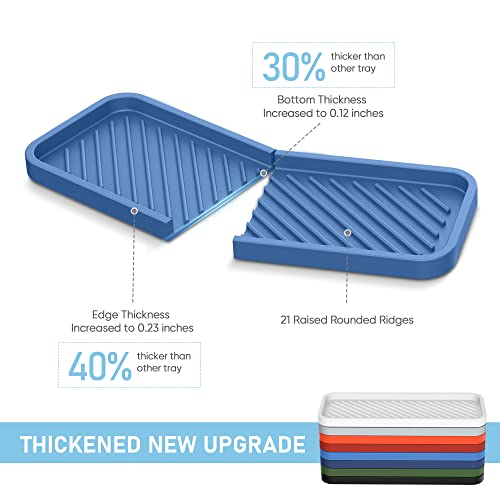 EG-SIPRO Silicone Sponge Holder, Kitchen Sink Organizer Tray, Sponge Caddy Dish Soap Holder, Scrubber, Soap Dispenser, Scouring Pad - color: E-bu, size: 9.3x3.6inch