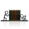 Stickman Style Metal Bookends, Funny Bookends for Shelves Decorative, Home Office Desk Cute Book Ends Reading Bookshelf Decor for Book Lovers Gift - style: StickMan