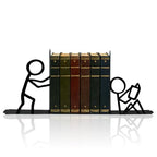 Stickman Style Metal Bookends, Funny Bookends for Shelves Decorative, Home Office Desk Cute Book Ends Reading Bookshelf Decor for Book Lovers Gift - style: StickMan