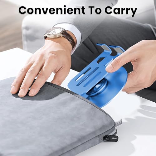 Universal Metal Cell Phone Stand, Multi-Angel Adjustable 360° Rotation Non-Slip Metal Phone Stand Compatible with iPhone 17 16 Pro Max and All Smartphones (Blue) - color: Blue