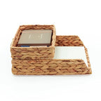 HAMOTOPI Desk Organizer Letter Tray Set of 2, Woven Water Hyacinth Tabletop Desktop for Storage Paper Letter Folders Notebooks Copy Print, Workspace Holder, Keep Stationery Saver