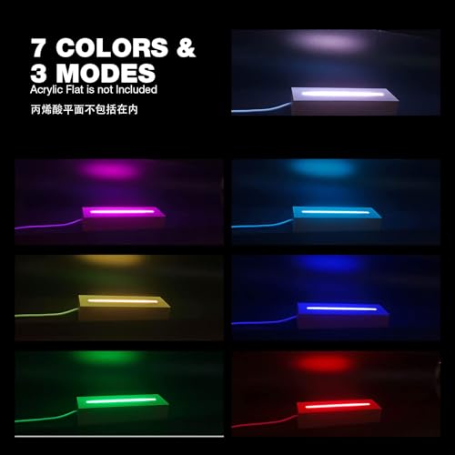 EATAKWARD 4 Pcs 5.9" Wood Rectangle Light Display Pedestal, Wooden Display Base Dimmable Colorful Lights Lamp Stand with USB Cable for Acrylic, Crystal, Night Light (Inner Slot, Square Base) - color: Natural wood color
