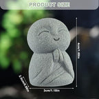 Landical Buddha Sandstone Statues, Zen Monk Praying Statue Sculptures Ornament for Wealth Good Luck Feng Shui Decor Home Office Car Decoration(Prayer Monk) - style: Prayer Monk
