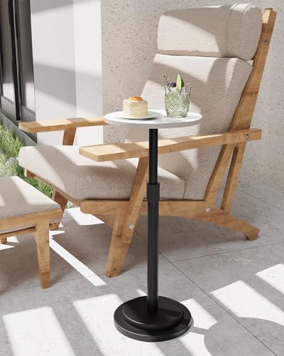 Height Adjustable Drink Table, Vintage Round Indoor Metal Plant Stand, for Small Spaces, Living Room, Bedroom, Cocktail, 1 Pack, White, GBZ001CW-1 - color: White, size: Rotundity