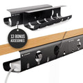 No-Drill Under Desk Cable Management Tray - 2-Pack Wire & Cord Organizer - Standing Desk Cable Management - Power Strip Holder - M - size: Medium