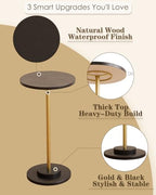 Masupu Drink Table, Round Side Table for Small Spaces, Pedestal Side Table, Small End Table with Metal Base, for Living Room, Bedroom, Bathroom, Black Gold - color: 04.black Gold