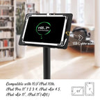 Tablet Kiosk Floor Stand, Anti-Theft, Rotate Lockable Metal Tablet Enclosure+Aluminum Pole+Metal Base, Compatible with 10.9" iPad 10th, Pro 11" 1 2 3 4, Air 4 5, Air 11"(M2/M3), iPad 11"(A16) - color: Black, size: iPad 10th (10.9"), iPad Pro (11")