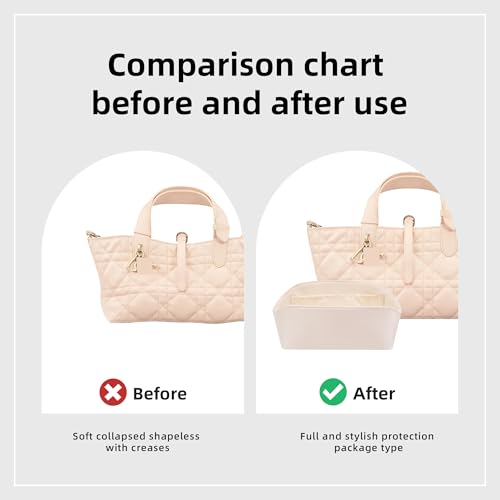 DGAZ Silk Purse Organizer Insert Fits Dior Toujours Bags，Silky Smooth Bag Organizer，Luxury Handbag & Tote Shaper(Craie,Toujours M) - color: Craie, size: Medium