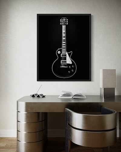 Electric Guitar Art Music Poster - Musical Instrumental Wall Art Print - Black and White - Photography Musical Art - Bedroom or Office Living Room Decor 137 (Electric Guitar, 16 x 20 inches, Unframed) - color: Electric Guitar, size: 20"L x 16"W