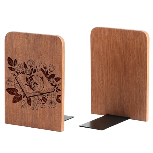Wood Bookends, Book Ends for Shelves with Decorative Alphabet A and Z Design - Heavy Duty Iron & Ebony Wood Book Ends for Shelves Bookcase Desk - 1 Pair - C - color: C