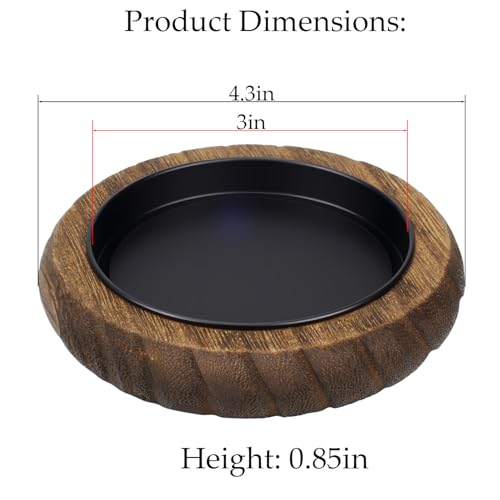 Rustic Wooden Candle Holders | 2-Pack Distressed Vintage Pillar Candle Plates with Fire-Resistant Metal Insert | Shabby Chic Farmhouse Decor for Wedding & Dining Table (Black) - color: Black